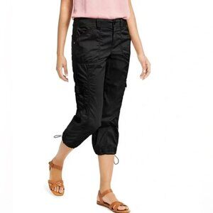 Style & Co Bungee Hem Capri Pants Straight Sz 18 Deep Black New With Tags